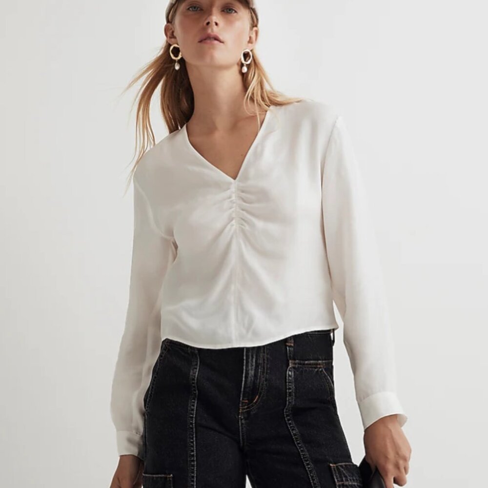 Madewell Brushed Ruched-Front Top $88 sz 4